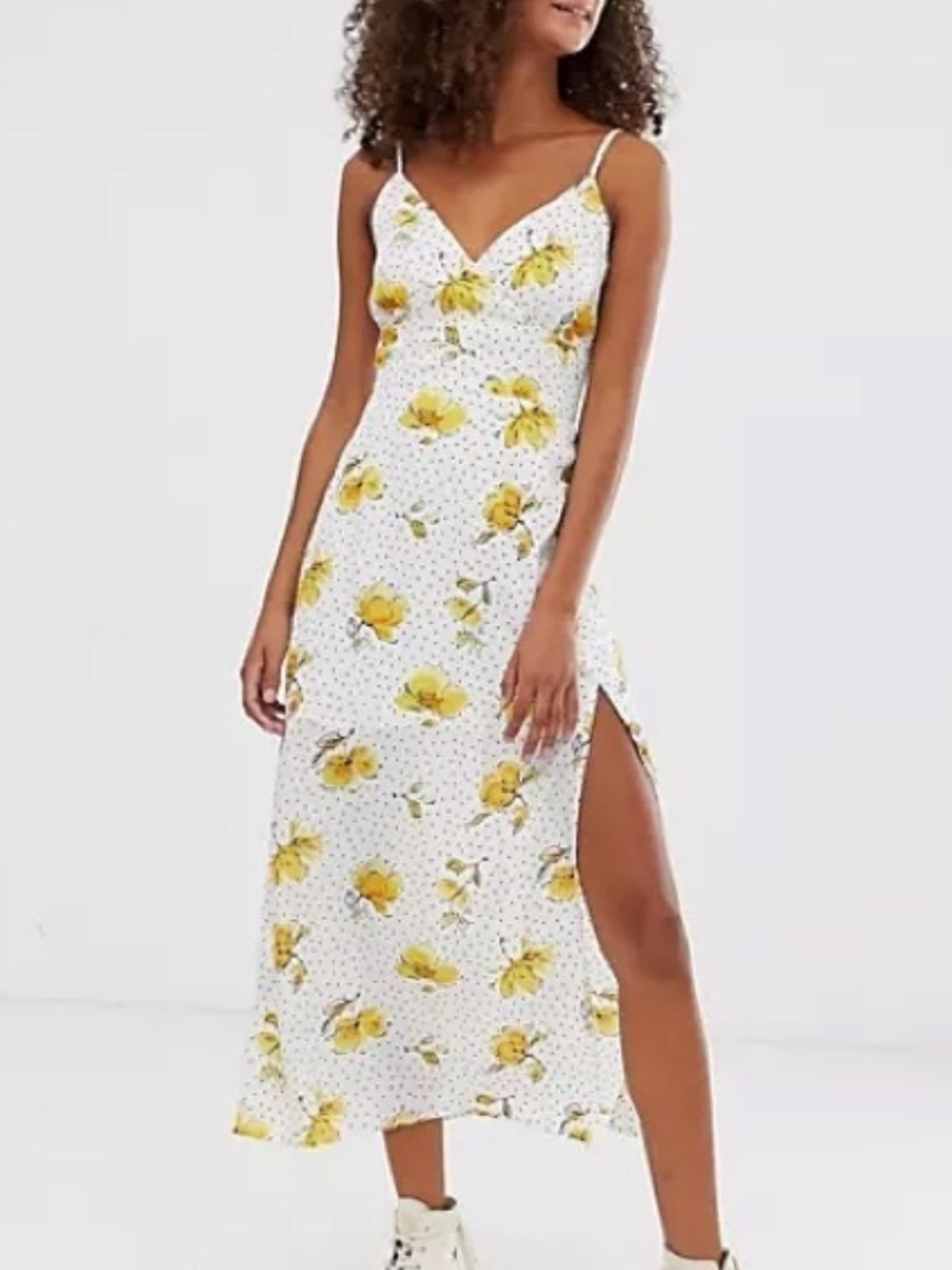 Abercrombie & Fitch White Maxi Dress with Yellow Floral Print, size XS